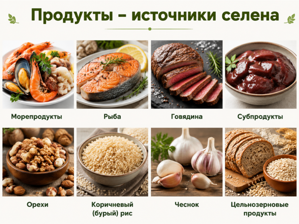 Натуральные продукты богатые селеном